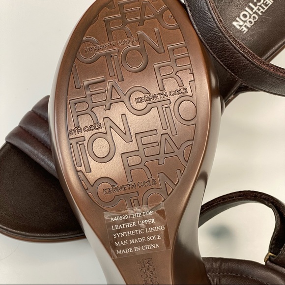 Kenneth Cole REACTION Hip Pop Wedge Sandals Chocolate 9M - Picture 8 of 14